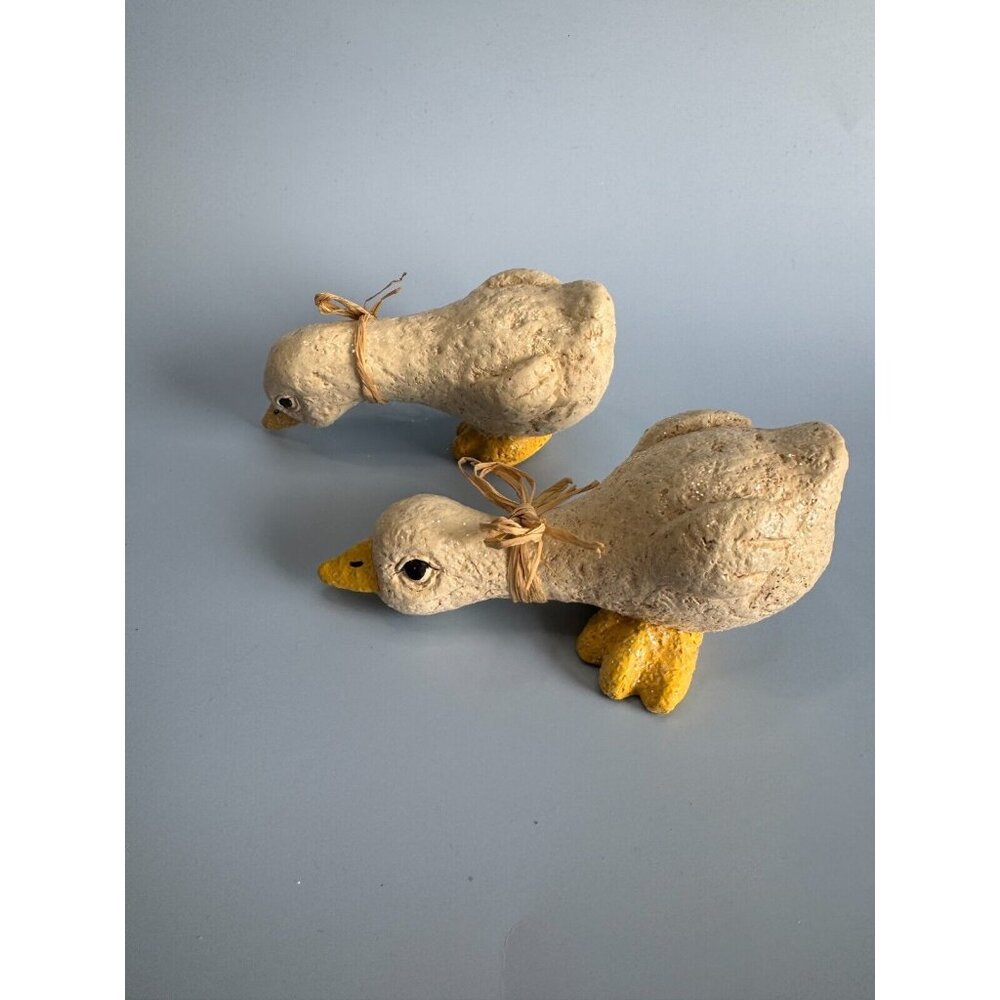 Vintage Enesco Baby Duck Figurines With Ribbons & Glitter 6" Long Easter Decor - Picture 11 of 14